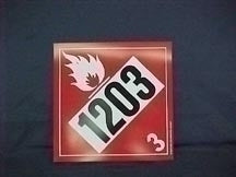 10005019-PLACARD SELF ADHESIVE VINYL 1203 CLASS 3 GASOLINE 10.75" X 10.75"