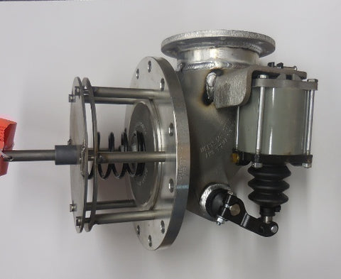 10007465-VALVE EMERG ALUM 6" X 4" H/F SHORT RADIUS AIR OP TAPERED SEAT FLANGE TEFLON BETTS